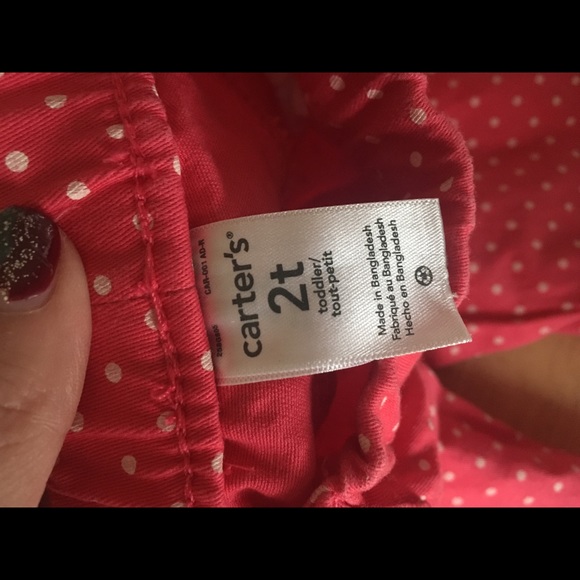 Carters toddler 2t coral polkadot pants jeans pink - Picture 2 of 5